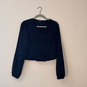 Black satin blouse